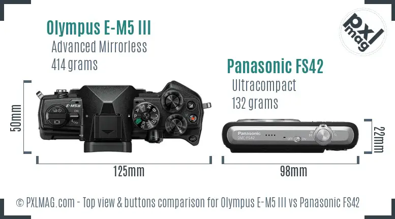 Olympus E-M5 III vs Panasonic FS42 top view buttons comparison