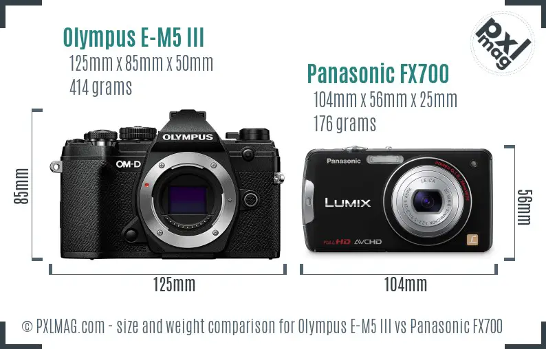 Olympus E-M5 III vs Panasonic FX700 size comparison