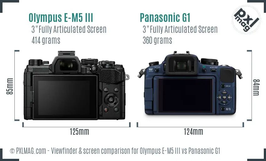 Olympus E-M5 III vs Panasonic G1 Screen and Viewfinder comparison