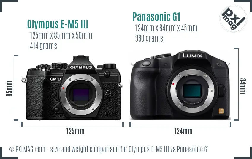 Olympus E-M5 III vs Panasonic G1 size comparison