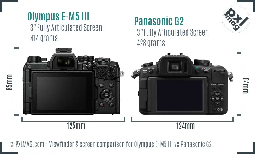 Olympus E-M5 III vs Panasonic G2 Screen and Viewfinder comparison