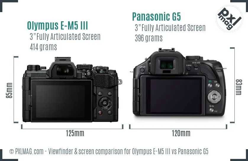Olympus E-M5 III vs Panasonic G5 Screen and Viewfinder comparison