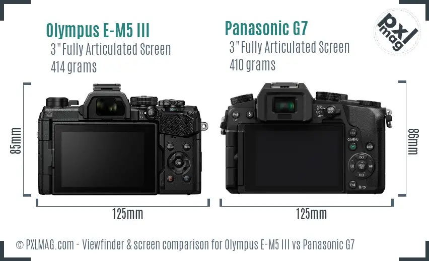 Olympus E-M5 III vs Panasonic G7 Screen and Viewfinder comparison