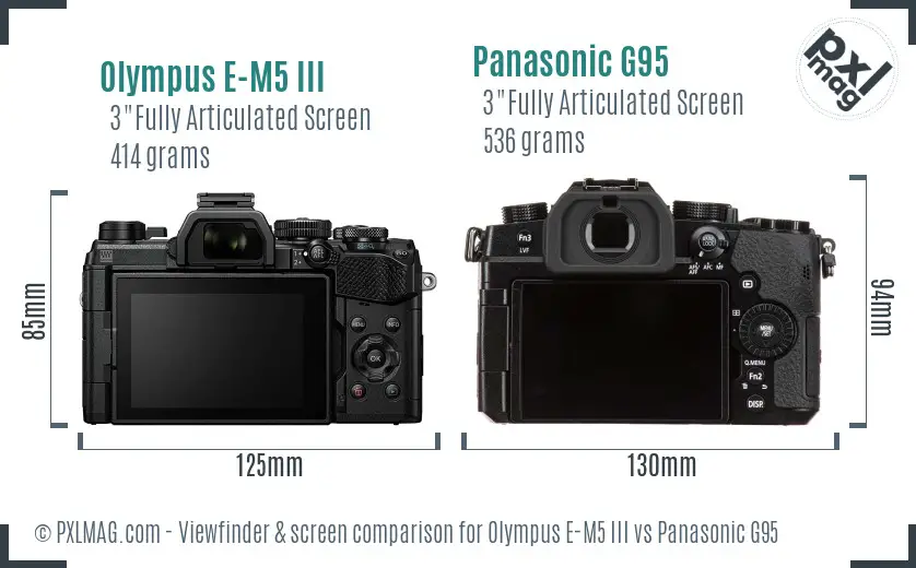 Olympus E-M5 III vs Panasonic G95 Screen and Viewfinder comparison