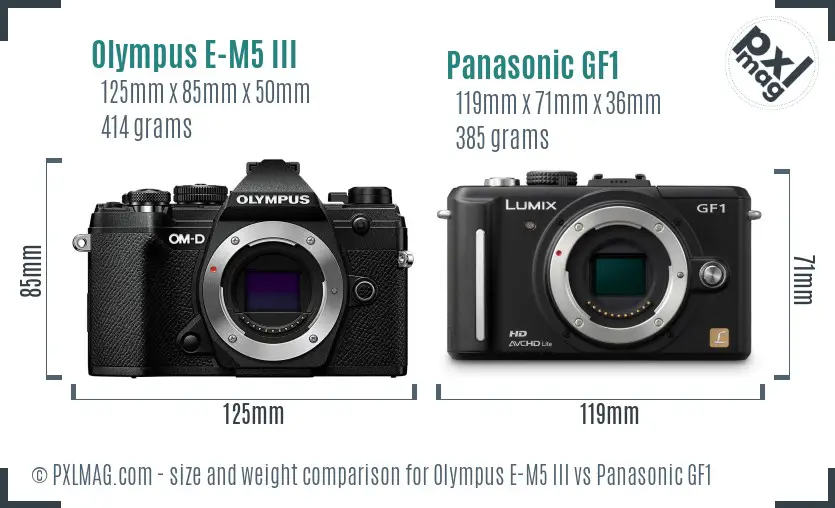 Olympus E-M5 III vs Panasonic GF1 size comparison