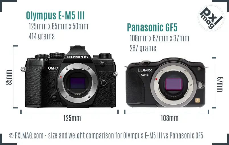 Olympus E-M5 III vs Panasonic GF5 size comparison