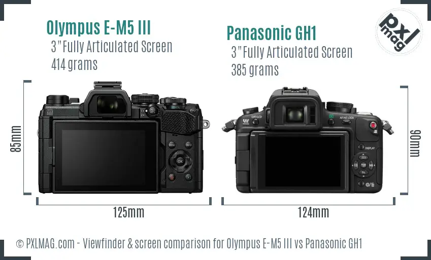 Olympus E-M5 III vs Panasonic GH1 Screen and Viewfinder comparison