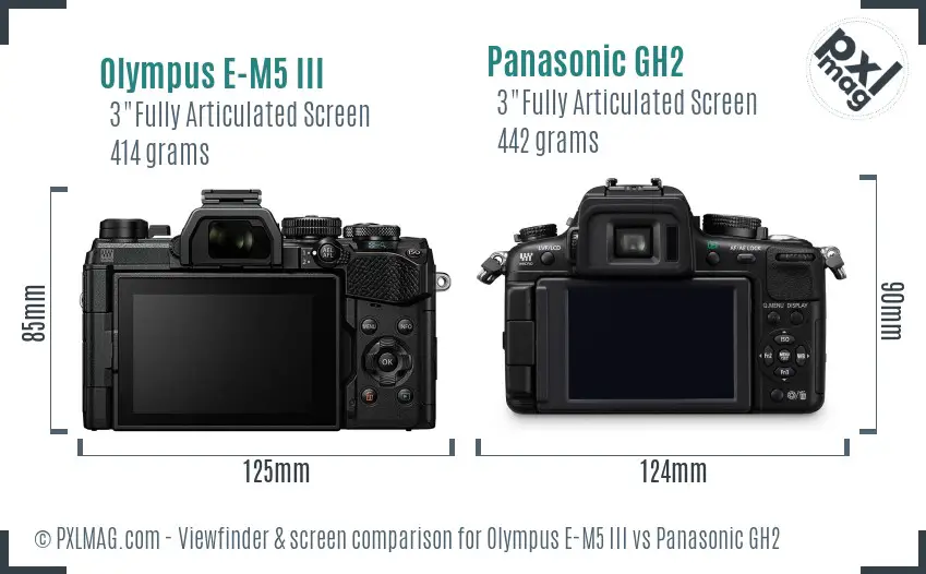 Olympus E-M5 III vs Panasonic GH2 Screen and Viewfinder comparison