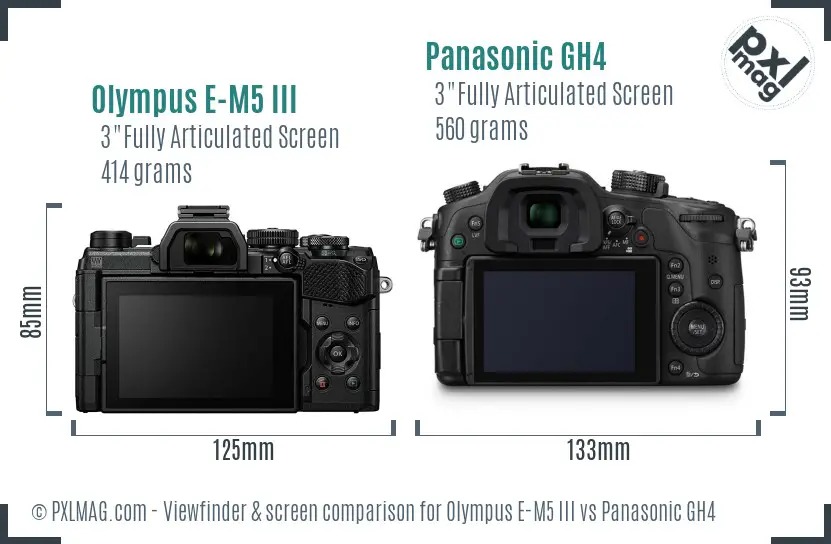 Olympus E-M5 III vs Panasonic GH4 Screen and Viewfinder comparison