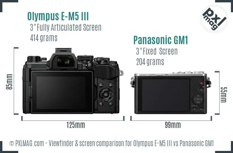 Olympus E-M5 III vs Panasonic GM1 Screen and Viewfinder comparison