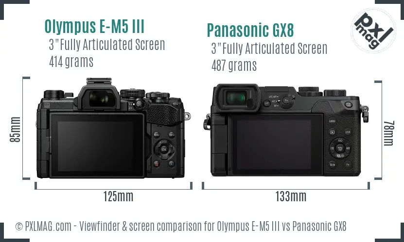 Olympus E-M5 III vs Panasonic GX8 Screen and Viewfinder comparison