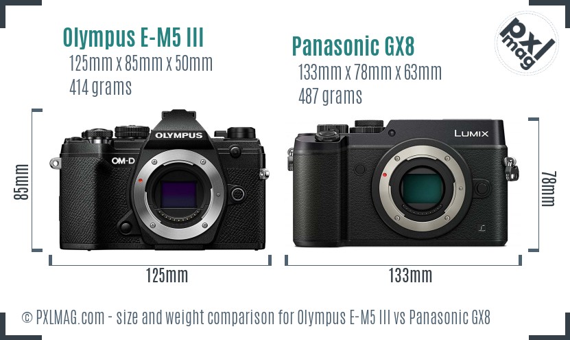 Olympus E-M5 III vs Panasonic GX8 size comparison