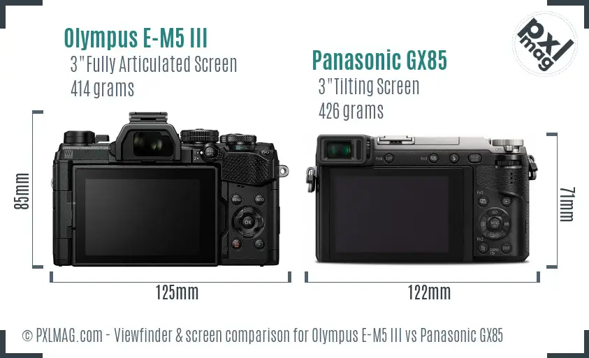 Olympus E-M5 III vs Panasonic GX85 Screen and Viewfinder comparison