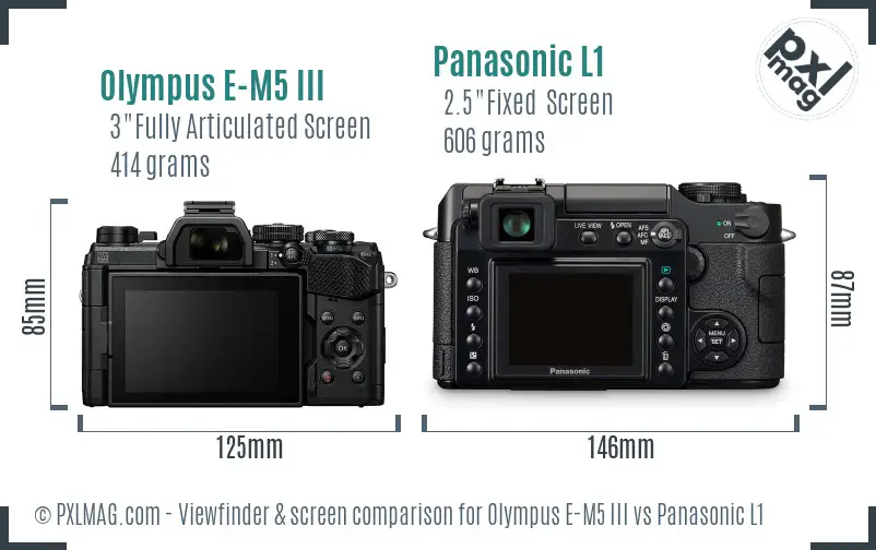 Olympus E-M5 III vs Panasonic L1 Screen and Viewfinder comparison