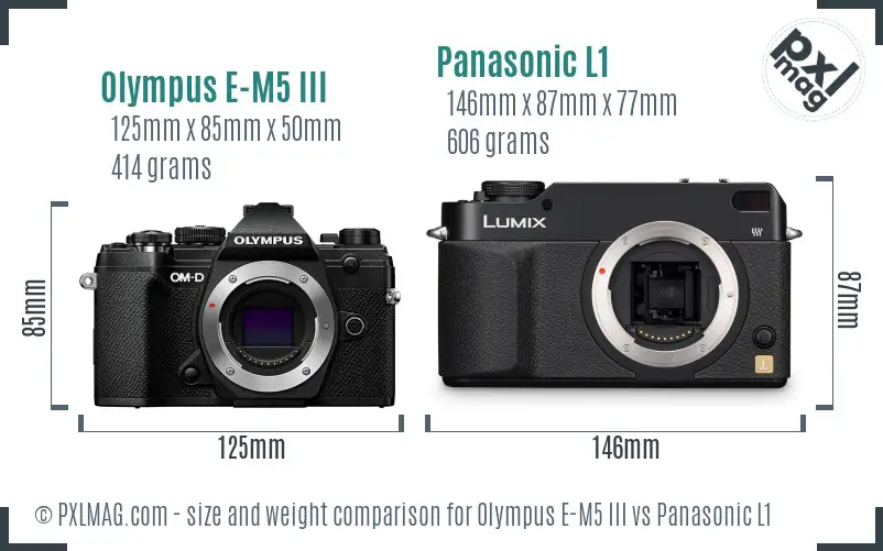 Olympus E-M5 III vs Panasonic L1 size comparison Olympus E-M5 III vs Panasonic L1 size comparison