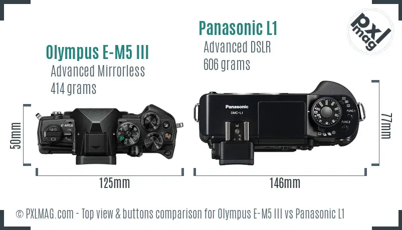 Olympus E-M5 III vs Panasonic L1 top view buttons comparison