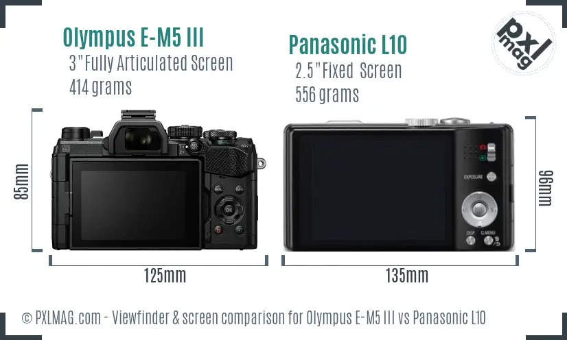 Olympus E-M5 III vs Panasonic L10 Screen and Viewfinder comparison