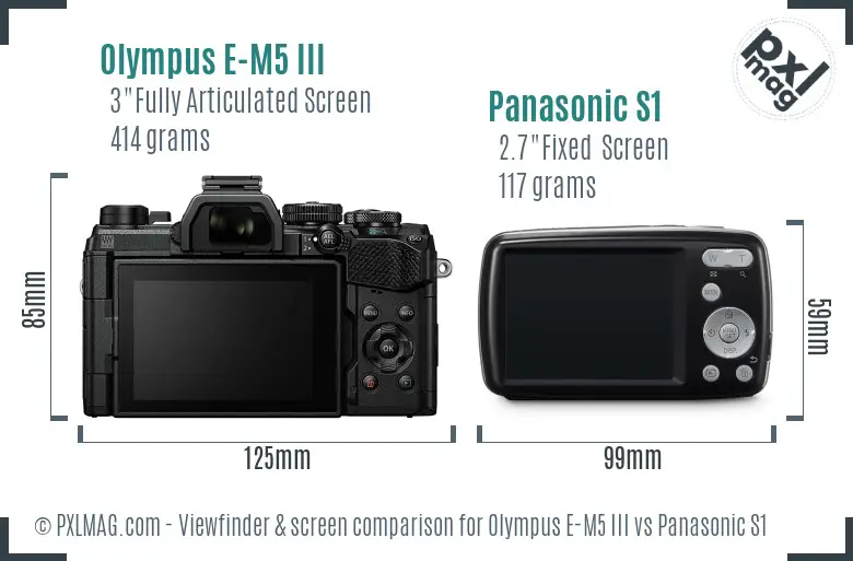 Olympus E-M5 III vs Panasonic S1 Screen and Viewfinder comparison