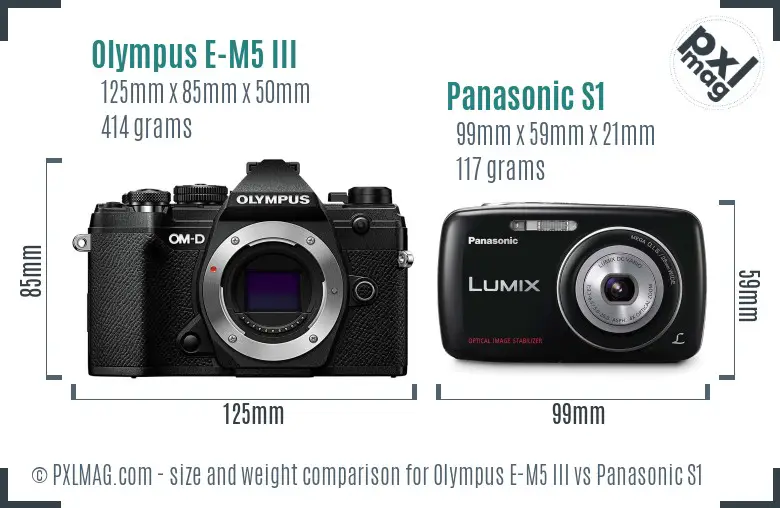 Olympus E-M5 III vs Panasonic S1 size comparison