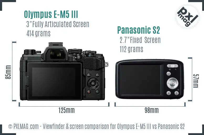 Olympus E-M5 III vs Panasonic S2 Screen and Viewfinder comparison