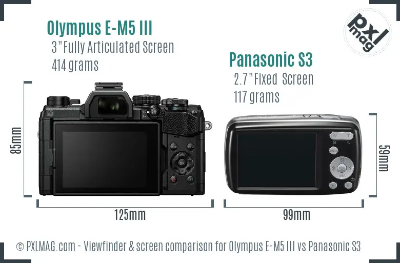 Olympus E-M5 III vs Panasonic S3 Screen and Viewfinder comparison