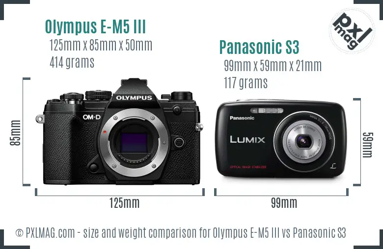 Olympus E-M5 III vs Panasonic S3 size comparison