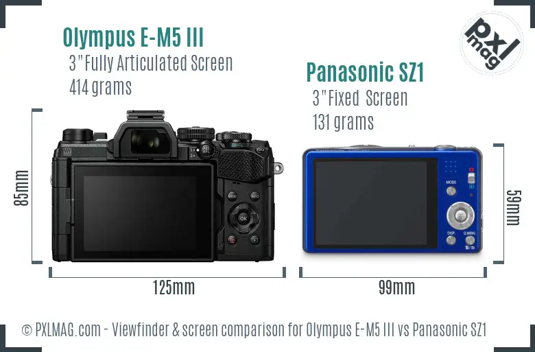 Olympus E-M5 III vs Panasonic SZ1 Screen and Viewfinder comparison