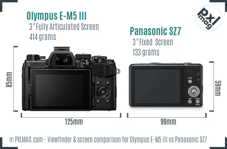 Olympus E-M5 III vs Panasonic SZ7 Screen and Viewfinder comparison