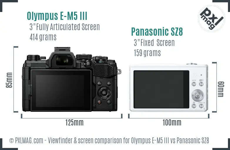 Olympus E-M5 III vs Panasonic SZ8 Screen and Viewfinder comparison