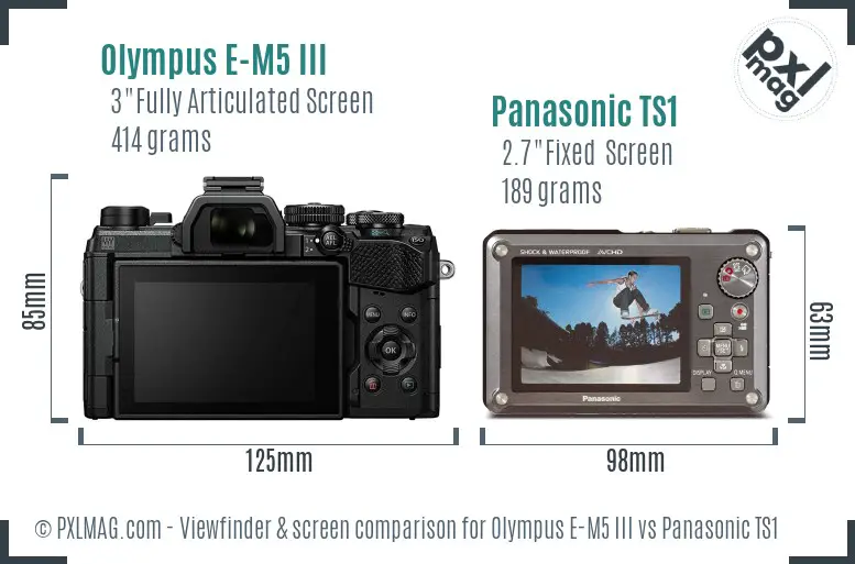 Olympus E-M5 III vs Panasonic TS1 Screen and Viewfinder comparison