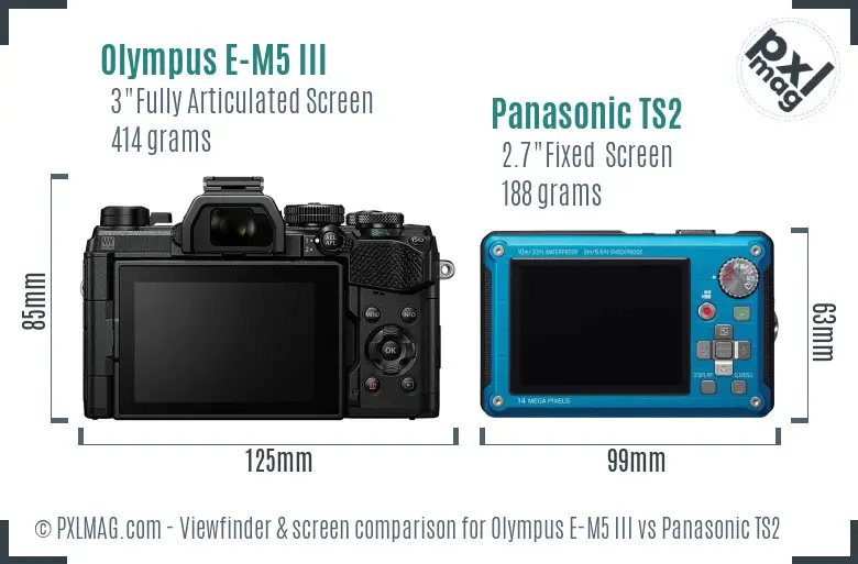 Olympus E-M5 III vs Panasonic TS2 Screen and Viewfinder comparison