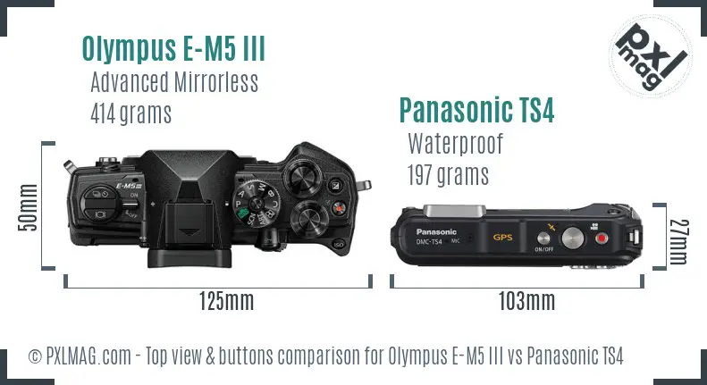 Olympus E-M5 III vs Panasonic TS4 top view buttons comparison