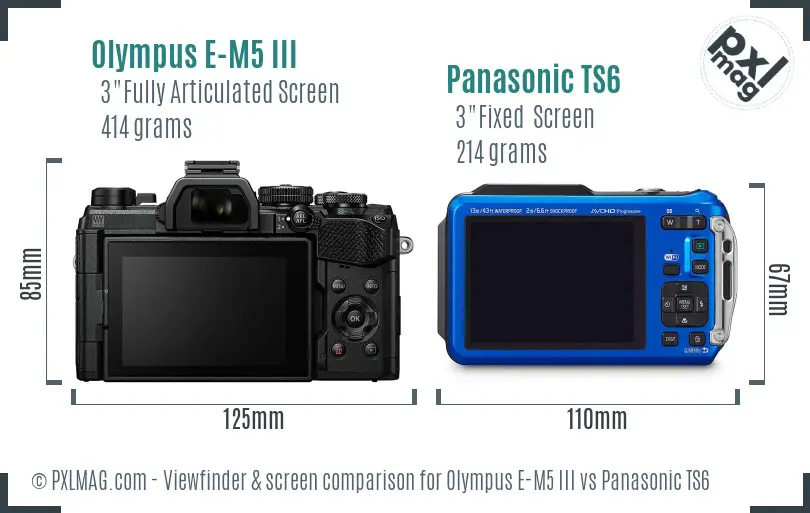 Olympus E-M5 III vs Panasonic TS6 Screen and Viewfinder comparison