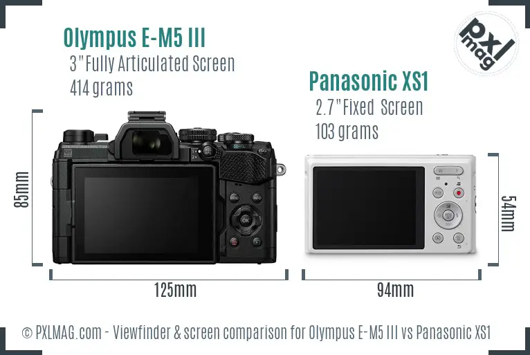Olympus E-M5 III vs Panasonic XS1 Screen and Viewfinder comparison