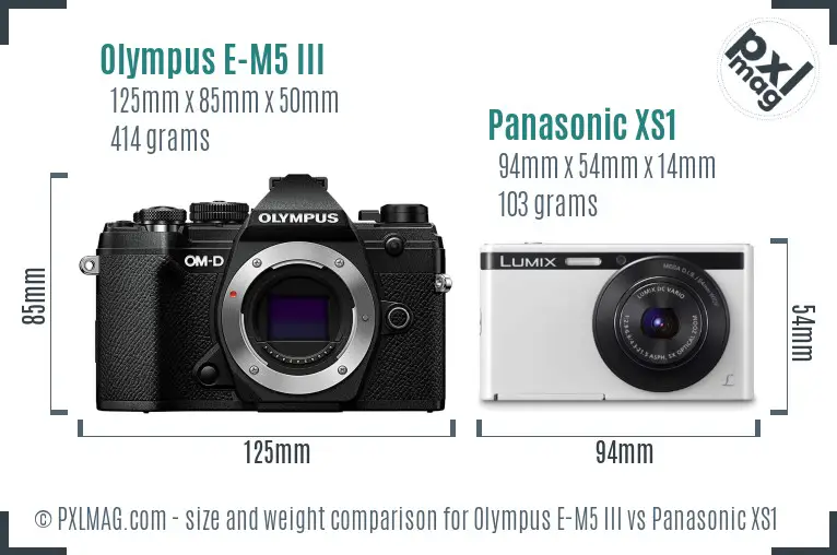 Olympus E-M5 III vs Panasonic XS1 size comparison