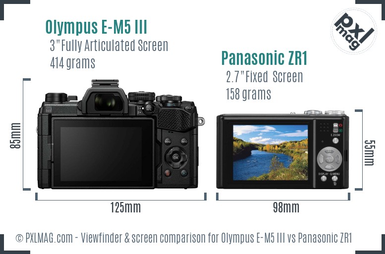 Olympus E-M5 III vs Panasonic ZR1 Screen and Viewfinder comparison