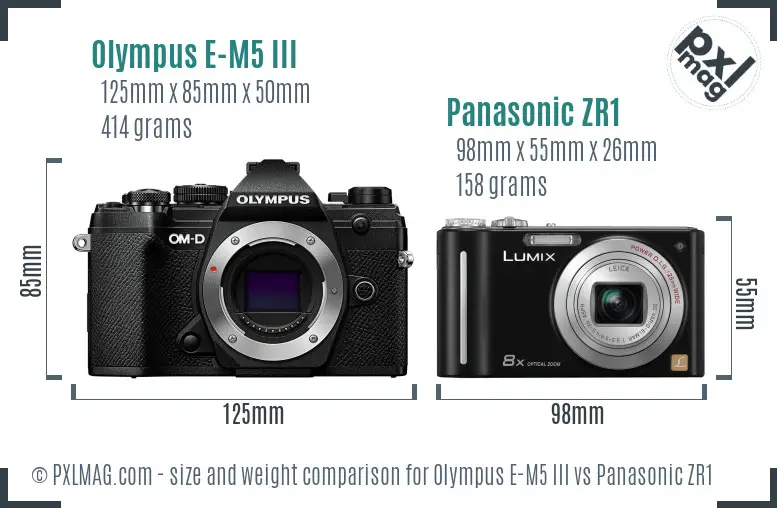 Olympus E-M5 III vs Panasonic ZR1 size comparison