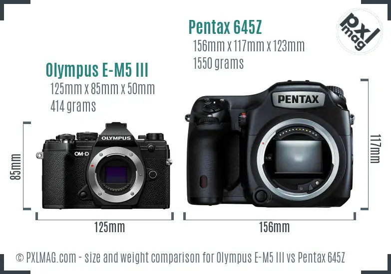 Olympus E-M5 III vs Pentax 645Z size comparison