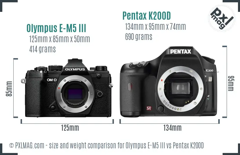 Olympus E-M5 III vs Pentax K200D size comparison