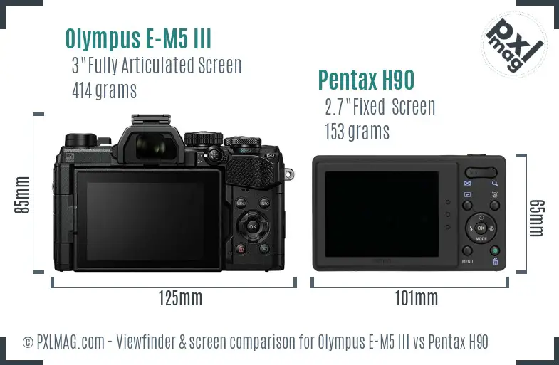 Olympus E-M5 III vs Pentax H90 Screen and Viewfinder comparison