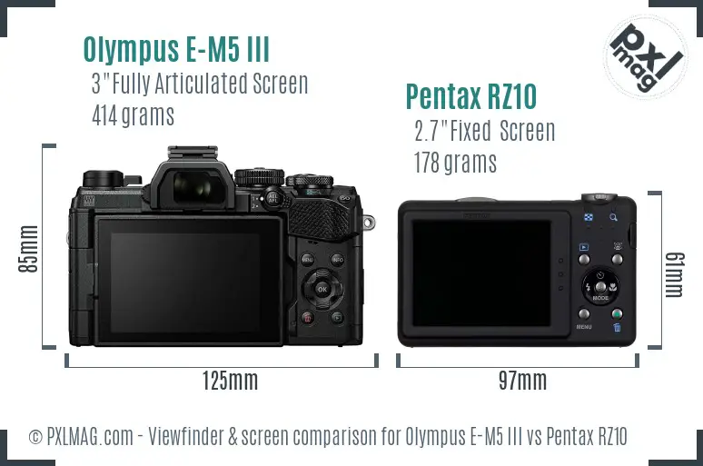 Olympus E-M5 III vs Pentax RZ10 Screen and Viewfinder comparison