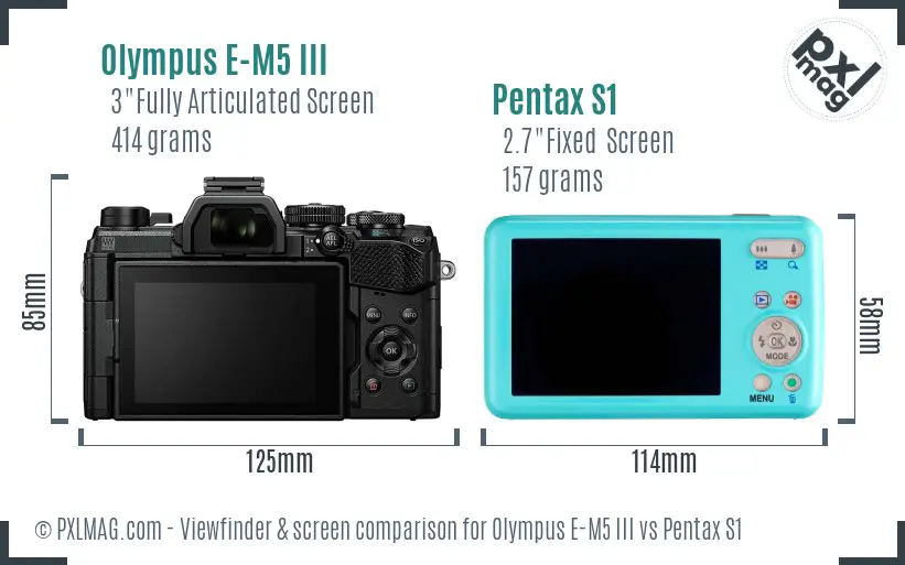 Olympus E-M5 III vs Pentax S1 Screen and Viewfinder comparison
