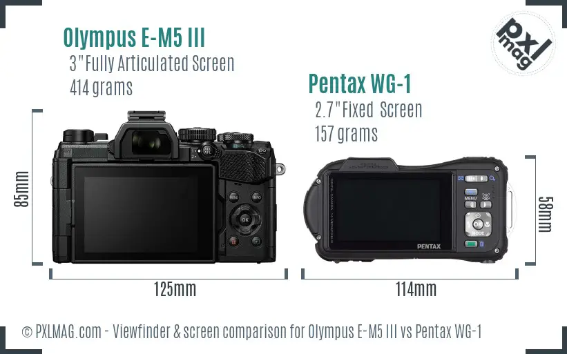 Olympus E-M5 III vs Pentax WG-1 Screen and Viewfinder comparison