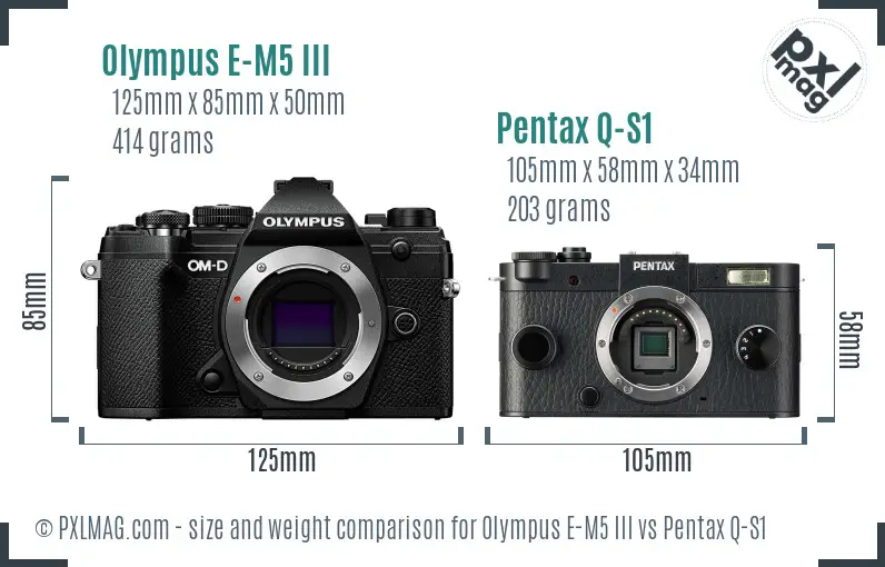 Olympus E-M5 III vs Pentax Q-S1 size comparison