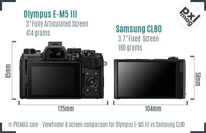 Olympus E-M5 III vs Samsung CL80 Screen and Viewfinder comparison Olympus E-M5 III vs Samsung CL80 Screen and Viewfinder comparison