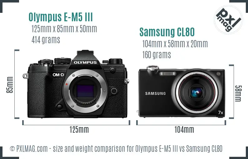 Olympus E-M5 III vs Samsung CL80 size comparison Olympus E-M5 III vs Samsung CL80 size comparison