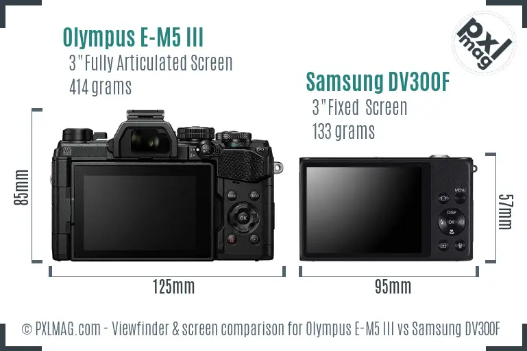 Olympus E-M5 III vs Samsung DV300F Screen and Viewfinder comparison Olympus E-M5 III vs Samsung DV300F Screen and Viewfinder comparison