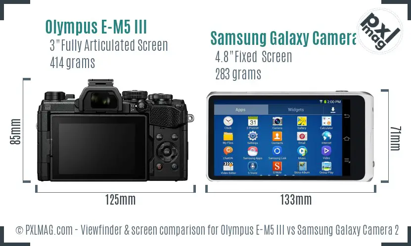 Olympus E-M5 III vs Samsung Galaxy Camera 2 Screen and Viewfinder comparison Olympus E-M5 III vs Samsung Galaxy Camera 2 Screen and Viewfinder comparison