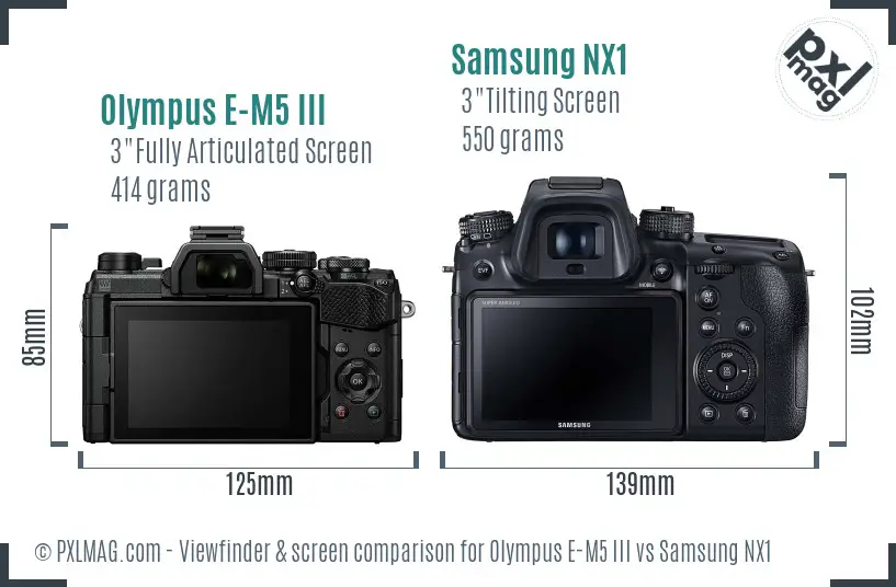 Olympus E-M5 III vs Samsung NX1 Screen and Viewfinder comparison