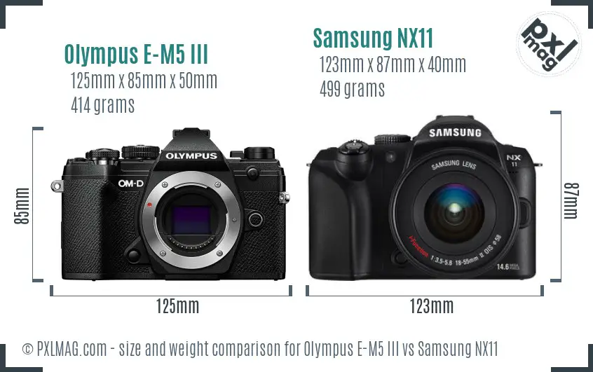 Olympus E-M5 III vs Samsung NX11 size comparison